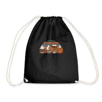 Horror Autumn Coffee Pumpkin Spice Latte Iced - Drawstring Bag - black - Front