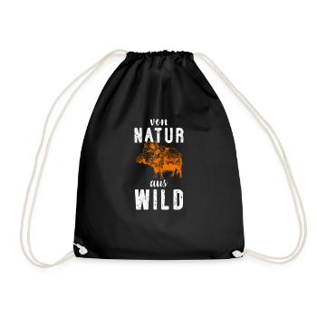 Natur & Wild I Jagd Schwarzwild Keiler Motiv für - Turnbeutel - Schwarz - Vorne