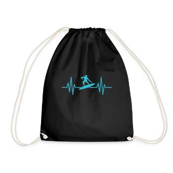 Surf Clothes Surfing Accessories Surfer Heartbeat - Drawstring Bag - black - Front