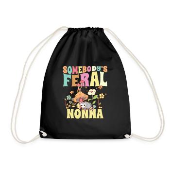Somebody's Feral Nonna Italian Grandma Wild - Drawstring Bag - black - Front
