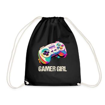 Gaming Console PC Gamer Girl Gamer Girl - Drawstring Bag - black - Front