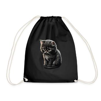 Cat Cats Cat lover cute kitten - Drawstring Bag - black - Front