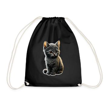 Cat Cats Cat lover cute kitten - Drawstring Bag - black - Front