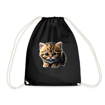Cat Cats Cat lover cute kitten - Drawstring Bag - black - Front