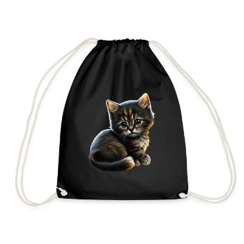 Cat Cats Cat lover cute kitten - Drawstring Bag - black - Front