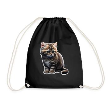Cat Cats Cat lover cute kitten - Drawstring Bag - black - Front