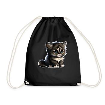 Cat Cats Cat lover cute kitten - Drawstring Bag - black - Front