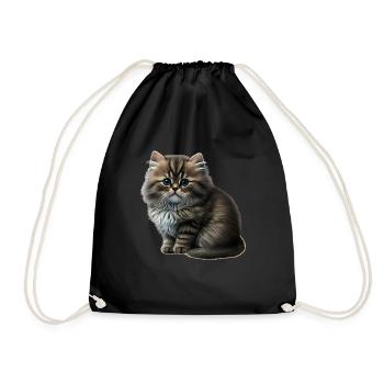 Cat Cats Cat lover cute kitten - Drawstring Bag - black - Front