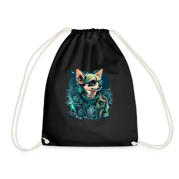 Chihuahua | Biker | Motorrad | Hund | Papa | Opa - Turnbeutel - Schwarz - Vorne
