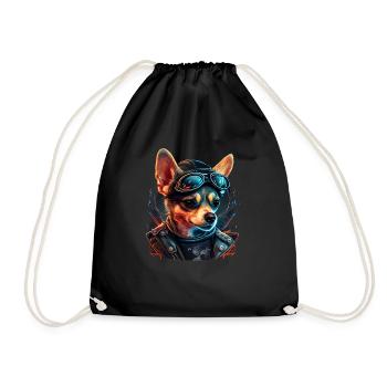 Chihuahua | Biker | Motorrad | Hund | Papa | Opa - Turnbeutel - Schwarz - Vorne
