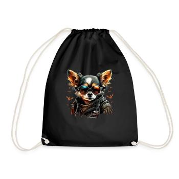 Chihuahua | Biker | Motorrad | Hund | Papa | Opa - Turnbeutel - Schwarz - Vorne