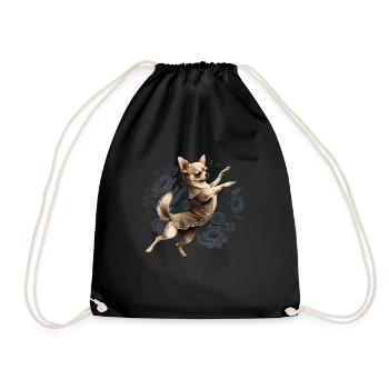Chihuahua | Ballerina | Ballet | Dance | Dancing | - Turnbeutel - Schwarz - Vorne