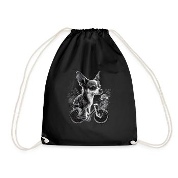 Chihuahua | Bicycle | Dog | Cycling | Cyclist - Drawstring Bag - black - Front