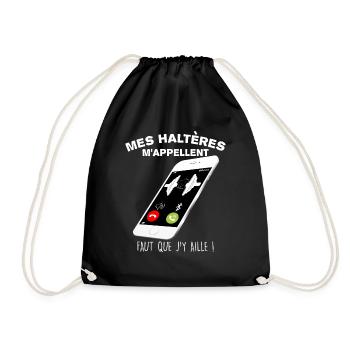 Sport Haltères et Téléphone Humour Homme - Sac de sport léger - noir - Devant