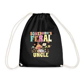 Somebody's Feral Uncle Wild Family Groovy - Drawstring Bag - black - Front
