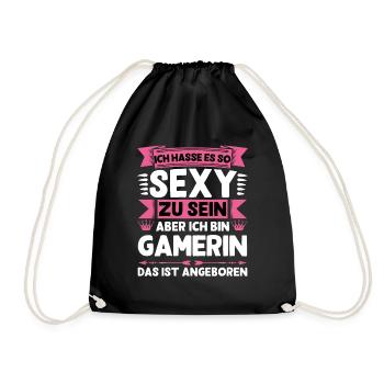 I hate being so sexy I'm a gamer funny - Drawstring Bag - black - Front