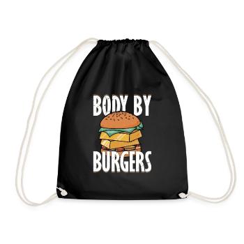Body By Burgers Hamburger Food Meat Buns - Drawstring Bag - black - Front
