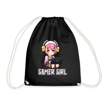 Gaming Console PC Gamer Girl Gamer Girl - Drawstring Bag - black - Front