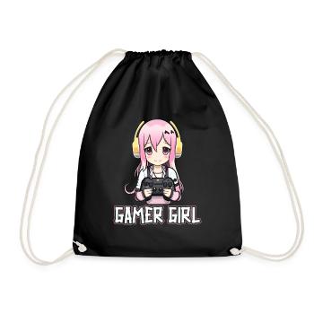 Gaming Console PC Gamer Girl Gamer Girl - Drawstring Bag - black - Front