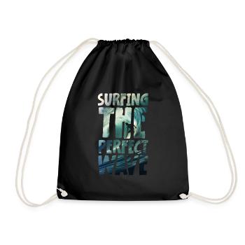Surfing The Perfect Wave - Turnbeutel - Schwarz - Vorne
