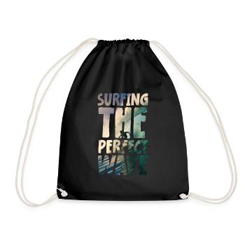 Surfing The Perfect Wave - Turnbeutel - Schwarz - Vorne