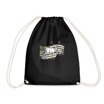 Whitetail Buck Deer Hunting American Flag - Sac de sport léger - noir - Devant