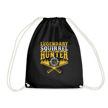 Legendary Squirrel Hunter Funny Hunt Vintage - Drawstring Bag - black - Front