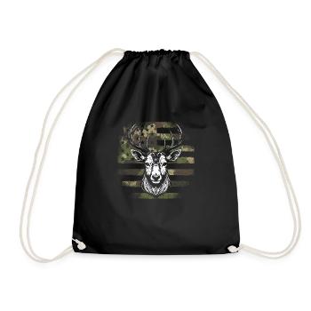Chasse au cerf, drapeau de camouflage, camouflage, wapiti, américain - Sac de sport léger - noir - Devant