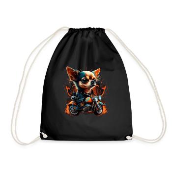 Chihuahua | Biker | Motorrad | Hund | Papa | Opa - Turnbeutel - Schwarz - Vorne