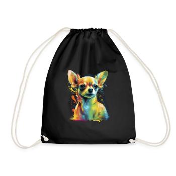Chihuahua | Abstrakte Malerei | Farbe | Niedlicher - Turnbeutel - Schwarz - Vorne