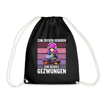 Gaming Konsole PC Zockerin Mädchen Gamer Girl - Turnbeutel - Schwarz - Vorne