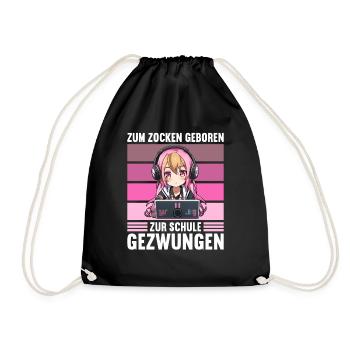 Gaming Konsole PC Zockerin Mädchen Gamer Girl - Turnbeutel - Schwarz - Vorne