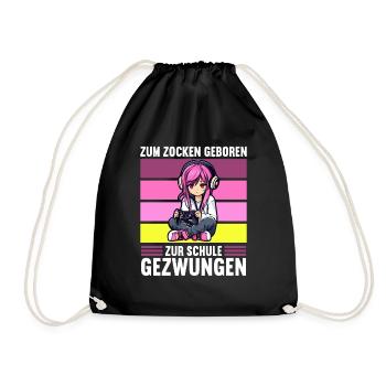 Gaming Konsole PC Zockerin Mädchen Gamer Girl - Turnbeutel - Schwarz - Vorne