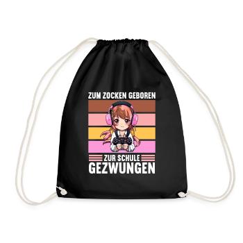 Gaming Konsole PC Zockerin Mädchen Gamer Girl - Turnbeutel - Schwarz - Vorne