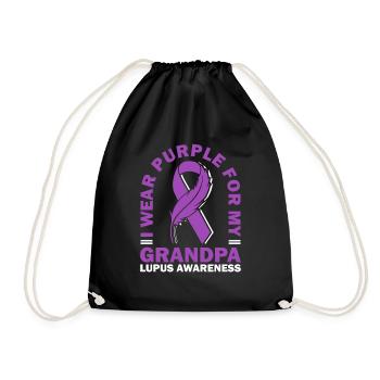 I wear purple for my grandfather lupus - Drawstring Bag - black - Front