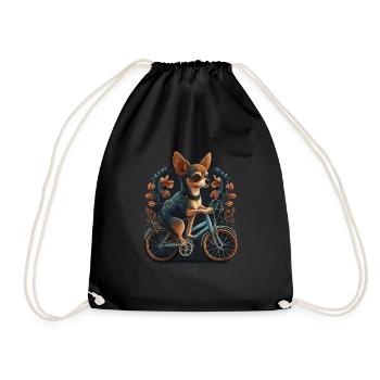 Chihuahua | Fahrrad | Hund | Radfahren | Radfahrer - Turnbeutel - Schwarz - Vorne