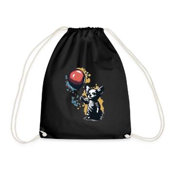 Chihuahua | Ballon | Niedlicher Hund | Welpe | - Turnbeutel - Schwarz - Vorne