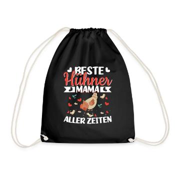 Hühner Mama Hühnerzüchterin - Turnbeutel - Schwarz - Vorne