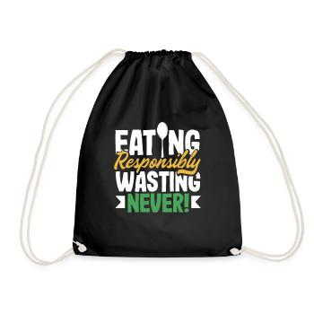 Eating Responsibly, Wasting Never! Mindful - Turnbeutel - Schwarz - Vorne
