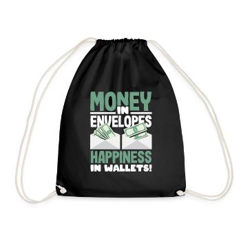Money in Envelopes, Happiness in Wallets - Turnbeutel - Schwarz - Vorne