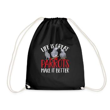 Graupapagei African Grey Parrot Papagei - Drawstring Bag - black - Front