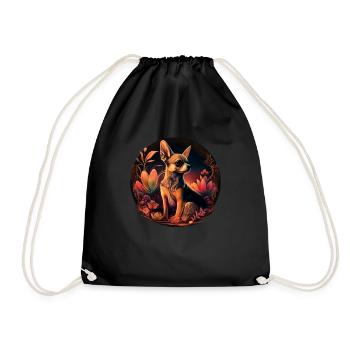 Chihuahua | Cute Dog | Beautiful | Flowers | Girl - Drawstring Bag - black - Front