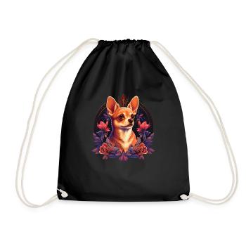 Chihuahua | Cute Dog | Beautiful | Flowers | Girl - Drawstring Bag - black - Front