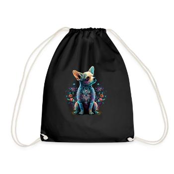 Chihuahua | Cute Dog | Beautiful | Flowers | Girl - Drawstring Bag - black - Front