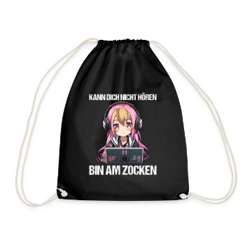 Gaming Konsole PC Zockerin Mädchen Gamer Girl - Turnbeutel - Schwarz - Vorne