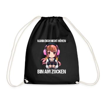 Gaming Konsole PC Zockerin Mädchen Gamer Girl - Turnbeutel - Schwarz - Vorne