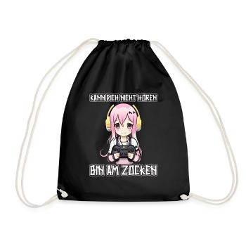 Gaming Konsole PC Zockerin Mädchen Gamer Girl - Turnbeutel - Schwarz - Vorne