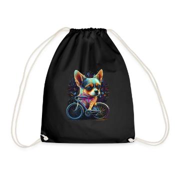 Chihuahua | Fahrrad | Hund | Radfahren | Radfahrer - Turnbeutel - Schwarz - Vorne