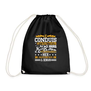 Cadeau Tracteur Enfant & Homme Agriculteur - Sac de sport léger - noir - Devant