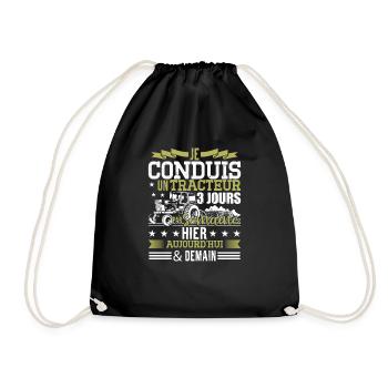 Conducteur Tracteur Humour - Sac de sport léger - noir - Devant